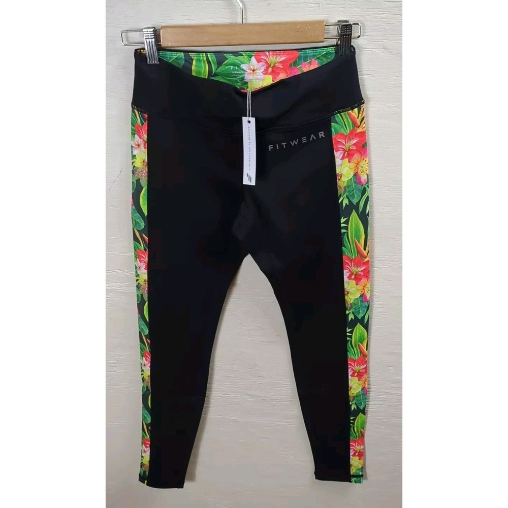 FITWEAR BRAND -SIDE PANEL LEGGINGS-TROPICAL-FLORAL SIZE S (US 4) NWT New Zealand
